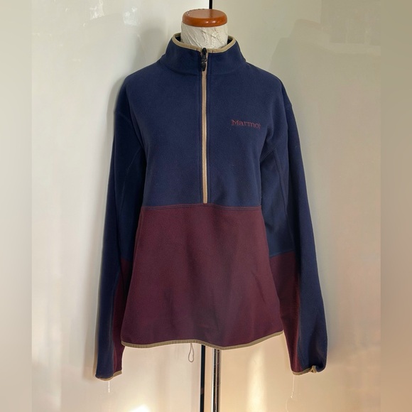 Marmot Rocklin 1/2 Zip Blue Red Fleece Sweatshirt Pullover sz M - Picture 4 of 12